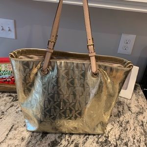 Metallic Gold Micheal Kors Large Tote